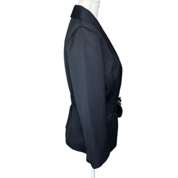 Tahari Women's NWT Admiral Navy Jocelyn Tencel Wool Belted Jacket 4/C35.25‎ - Picture 2 of 15